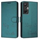 For Infinix Hot 20S / Hot 20 Pro Smile Embossing RFID Leather Phone Case(Peacock Green) - 3