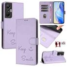 For Infinix Hot 20S / Hot 20 Pro Smile Embossing RFID Leather Phone Case(Light Purple) - 1