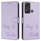 For Infinix Hot 20i X665E Smile Embossing RFID Leather Phone Case(Light Purple) - 3