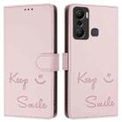 For Infinix Hot 20 Play Smile Embossing RFID Leather Phone Case(Pink) - 3