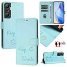 For Infinix Hot 20 4G X6826 Smile Embossing RFID Leather Phone Case(Mint Green) - 1