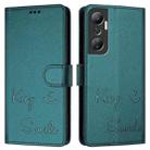 For Infinix Hot 20 4G X6826 Smile Embossing RFID Leather Phone Case(Peacock Green) - 3