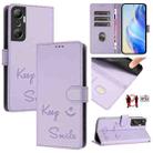 For Infinix Hot 20 4G X6826 Smile Embossing RFID Leather Phone Case(Light Purple) - 1