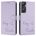 For Infinix Hot 20 4G X6826 Smile Embossing RFID Leather Phone Case(Light Purple) - 3