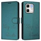 For Infinix Hot 50i 5G / Smart 9 4G Smile Embossing RFID Leather Phone Case(Peacock Green) - 3