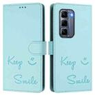 For Infinix Hot 50 Pro+ 4G Smile Embossing RFID Leather Phone Case(Mint Green) - 3