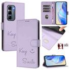 For Infinix Hot 50 Pro+ 4G Smile Embossing RFID Leather Phone Case(Light Purple) - 1