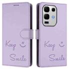 For Infinix Note 50s Smile Embossing RFID Leather Phone Case(Light Purple) - 2