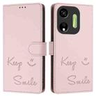 For itel P55 5G Smile Embossing RFID Leather Phone Case(Pink) - 3