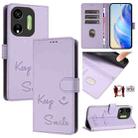 For itel P55 5G Smile Embossing RFID Leather Phone Case(Light Purple) - 1