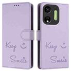 For itel P55 5G Smile Embossing RFID Leather Phone Case(Light Purple) - 3