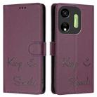 For itel P55 5G Smile Embossing RFID Leather Phone Case(Violet) - 3