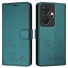 For itel P55+ Smile Embossing RFID Leather Phone Case(Peacock Green) - 3