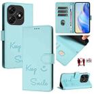 For itel P55 4G Smile Embossing RFID Leather Phone Case(Mint Green) - 1