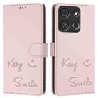 For itel A05s Smile Embossing RFID Leather Phone Case(Pink) - 3