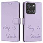 For itel A05s Smile Embossing RFID Leather Phone Case(Light Purple) - 3