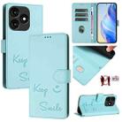 For itel A70 Smile Embossing RFID Leather Phone Case(Mint Green) - 1