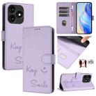 For itel A70 Smile Embossing RFID Leather Phone Case(Light Purple) - 1