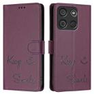 For itel A60 / A60s Smile Embossing RFID Leather Phone Case(Violet) - 3