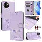 For itel S23 S665L Smile Embossing RFID Leather Phone Case(Light Purple) - 1