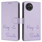 For itel S23 S665L Smile Embossing RFID Leather Phone Case(Light Purple) - 3