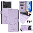 For itel P40 Smile Embossing RFID Leather Phone Case(Light Purple) - 1