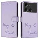 For itel P40 Smile Embossing RFID Leather Phone Case(Light Purple) - 3