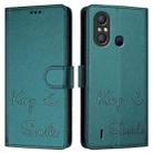 For itel A58 / A49 Smile Embossing RFID Leather Phone Case(Peacock Green) - 3