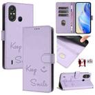 For itel A58 / A49 Smile Embossing RFID Leather Phone Case(Light Purple) - 1