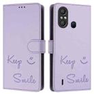 For itel A58 / A49 Smile Embossing RFID Leather Phone Case(Light Purple) - 3