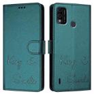 For itel A48 Smile Embossing RFID Leather Phone Case(Peacock Green) - 3