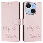 For itel A50C Smile Embossing RFID Leather Phone Case(Pink) - 3