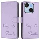 For itel A50C Smile Embossing RFID Leather Phone Case(Light Purple) - 3