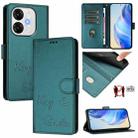 For itel A80 4G Smile Embossing RFID Leather Phone Case(Peacock Green) - 1