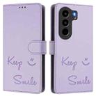 For itel Power 70 Smile Embossing RFID Leather Phone Case(Light Purple) - 2