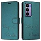 For itel City 100 Smile Embossing RFID Leather Phone Case(Peacock Green) - 2