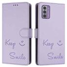 For Nokia G42 / G310 Smile Embossing RFID Leather Phone Case(Light Purple) - 3