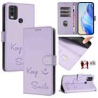 For Nokia C22 Smile Embossing RFID Leather Phone Case(Light Purple) - 1