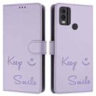 For Nokia C22 Smile Embossing RFID Leather Phone Case(Light Purple) - 3