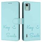 For Nokia C12 Smile Embossing RFID Leather Phone Case(Mint Green) - 3