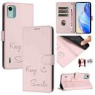 For Nokia C12 Smile Embossing RFID Leather Phone Case(Pink) - 1