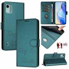 For Nokia C12 Smile Embossing RFID Leather Phone Case(Peacock Green) - 1