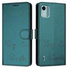 For Nokia C12 Smile Embossing RFID Leather Phone Case(Peacock Green) - 3