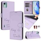 For Nokia C12 Smile Embossing RFID Leather Phone Case(Light Purple) - 1