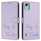 For Nokia C12 Smile Embossing RFID Leather Phone Case(Light Purple) - 3