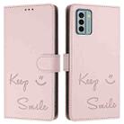 For Nokia G22 Smile Embossing RFID Leather Phone Case(Pink) - 3