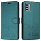 For Nokia G22 Smile Embossing RFID Leather Phone Case(Peacock Green) - 3