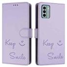 For Nokia G22 Smile Embossing RFID Leather Phone Case(Light Purple) - 3