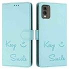 For Nokia C32 Smile Embossing RFID Leather Phone Case(Mint Green) - 3