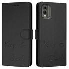 For Nokia C32 Smile Embossing RFID Leather Phone Case(Black) - 3